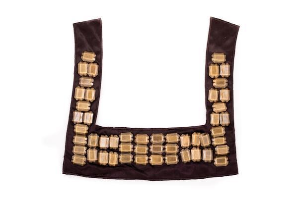 Square cut Neckline Collar  /  Beaded Applique with antique color Square beads/ sew on
