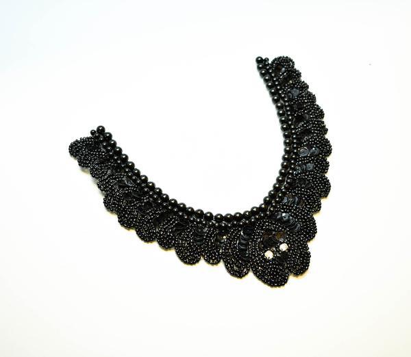 Beaded Applique for Neckline  (Orange or Black)