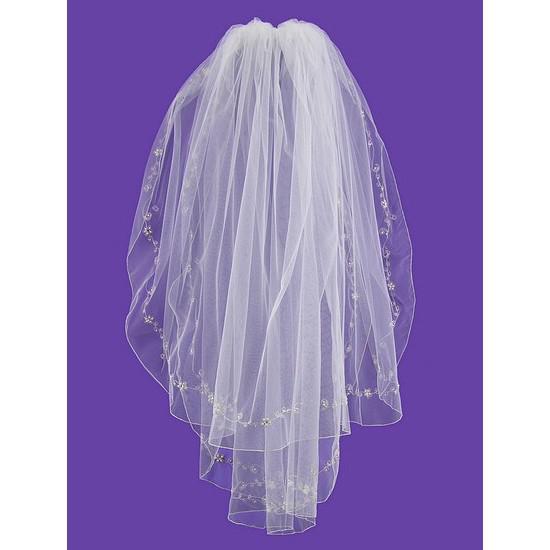 Metallic Floral Detail Wedding Veil