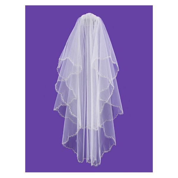 Beautiful Two Layer Wedding Veil with Metallic Threads