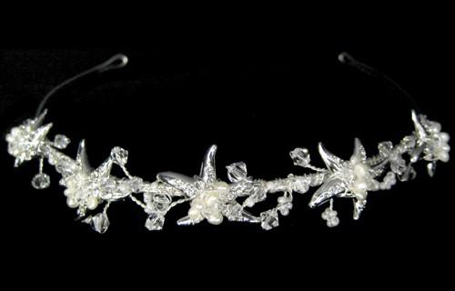 Linked Starfish with Simulated Pearls Headband