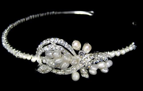 Baroque Simulated Pearls with Crystals Headband