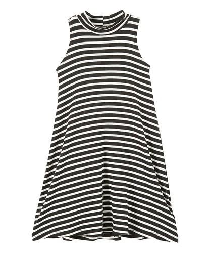 Black & White Stripe Mock Neck Dress