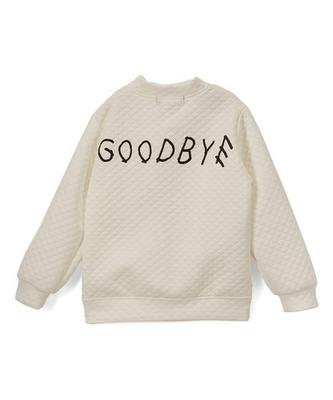 'Goodbye' Off White Quilted Bomber Jacket