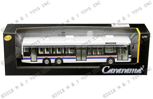 Cararama 1:50 Scania Omnilink (White with Blue and Red Stripe)
