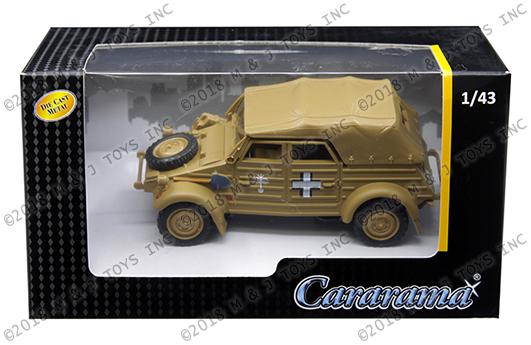 Cararama 1:43 Military Vehicles - Volkswagen Kubelwagen Soft-Top K Type 82 (Tan)