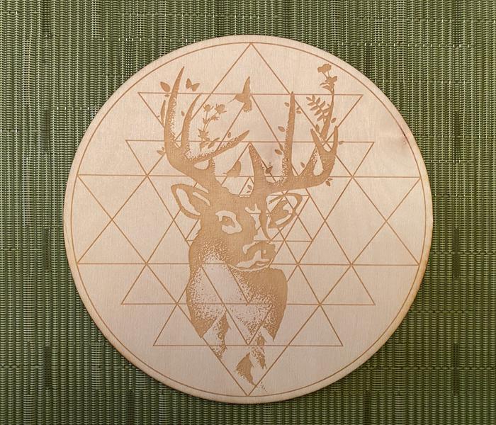 Deer Sri Yantra Crystal Grid - Wall Art~4