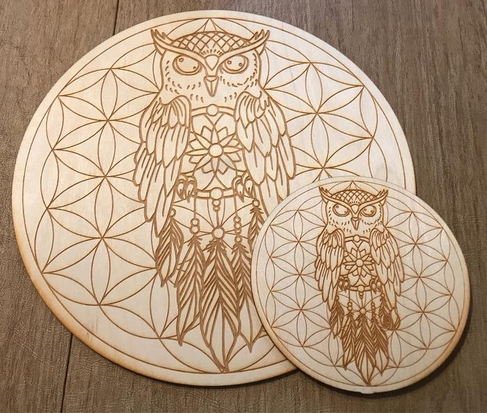 Owl Dreamcatcher Flower of Life Crystal Grid~14 Inch