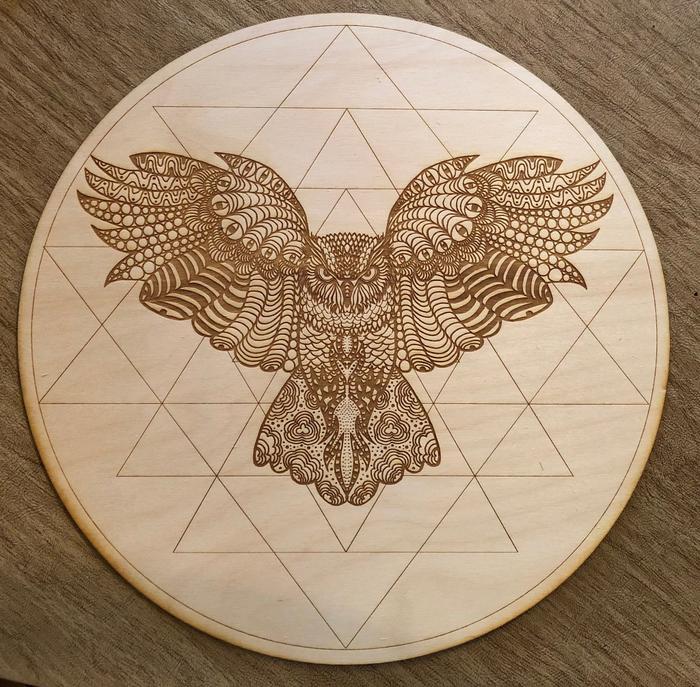 Owl Sri Yantra Crystal Grid~14 Inch
