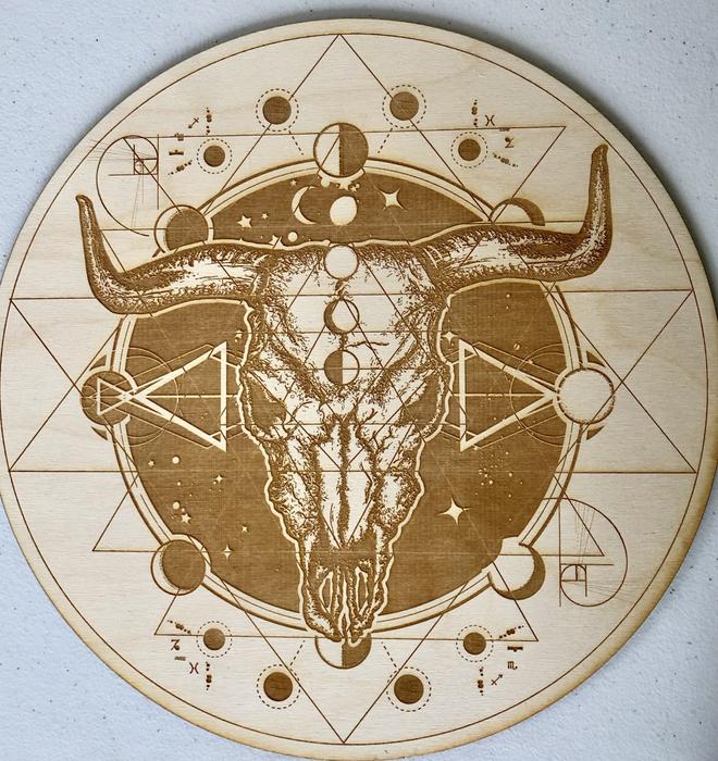 Bull Skull Crystal Grid~14 Inch
