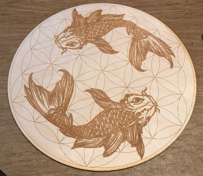 Koi Fish Flower of Life Crystal Grid~14 Inch