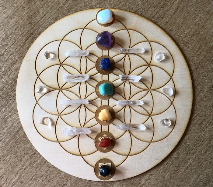 Flower of Life Chakras Crystal Grid~14 Inch