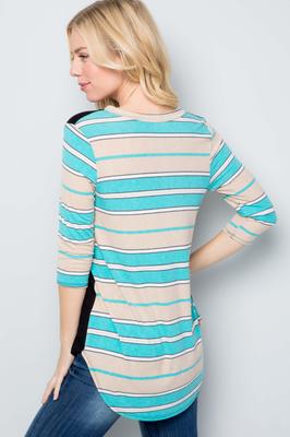 Stripe Color Block V-neck Tunic