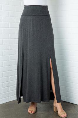 Plus Solid High Waist Maxi Skirt