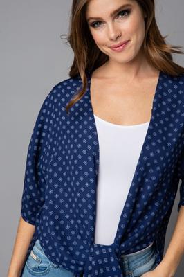 Short Sleeve Side Slit Open Cardigan