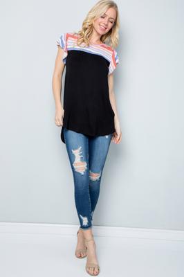Floral Contrast Blouse Tunic