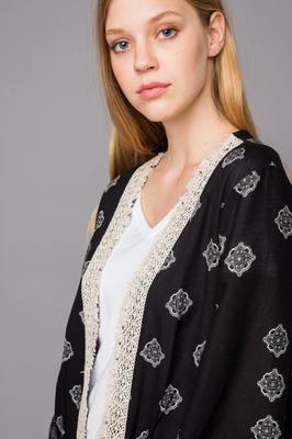 Ladies Geometry Print Cardigan