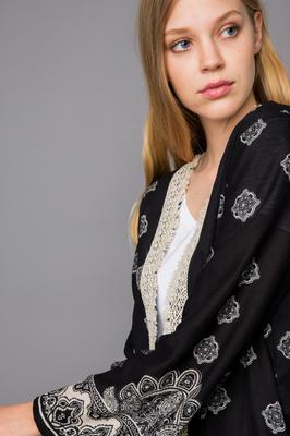 Ladies Geometry Print Cardigan