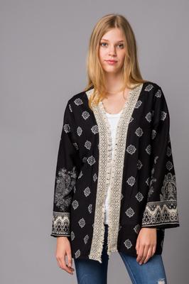 Ladies Geometry Print Cardigan