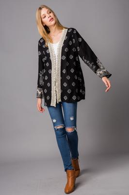 Ladies Geometry Print Cardigan