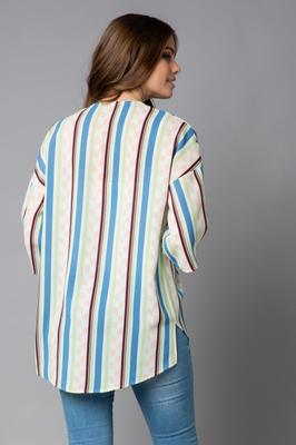Print Round Hem Quarter Sleeve Open