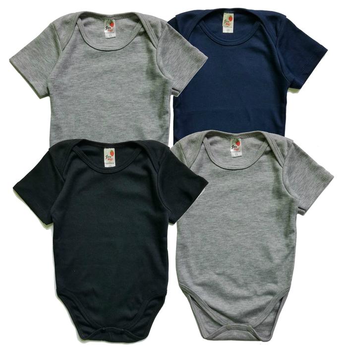 Wholesale Newborn Baby Bodysuit Short Sleeve Plain Mixed Colors # 4419 Navy Black Gray