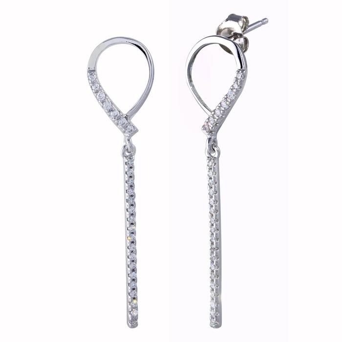 Wholesale Sterling Silver 925 Rhodium Plated CZ Open Dangling Earrings - BGE00634