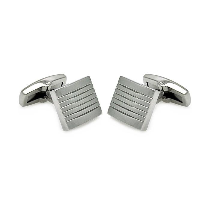 Wholesale Stainless Steel 925 Stripe Square Cufflinks - SCU00002