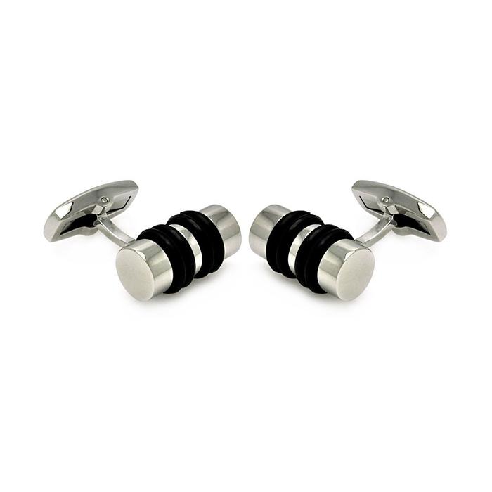 Wholesale Stainless Steel 952 lack Rubber Cufflinks - SCU00007