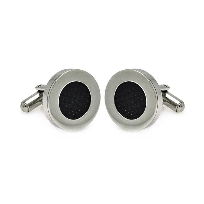 Wholesale Stainless Steel 925 Disc Carbon Fiber Cufflinks - SCU00001