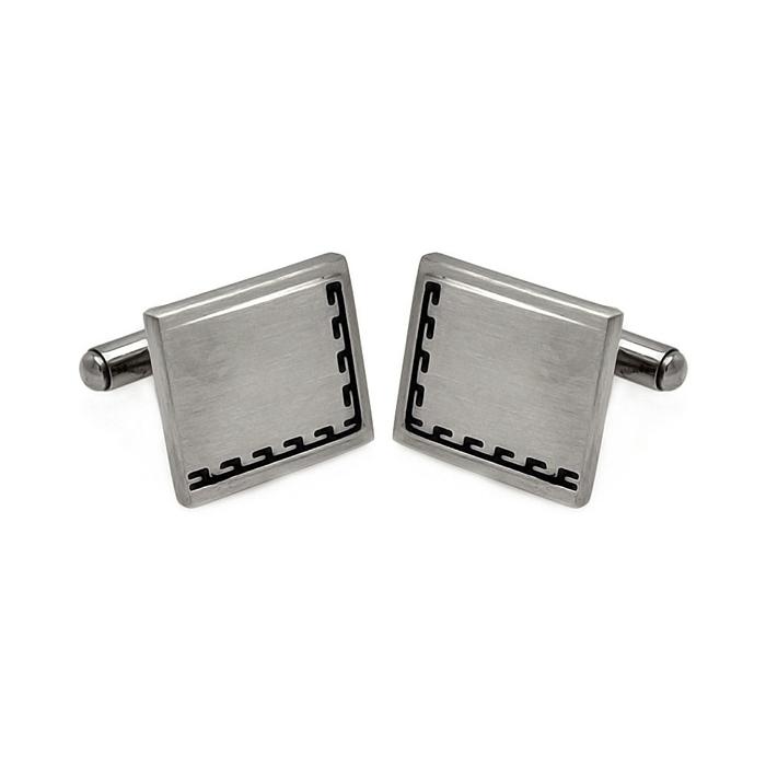 Wholesale Stainless Steel 925 Black Border Design Cufflinks - SCU00008