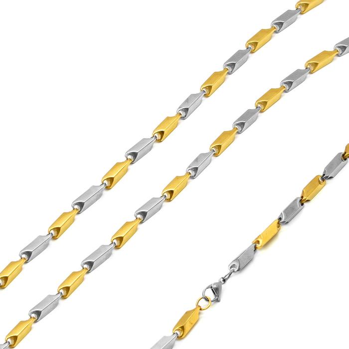 Wholesale Stainless Steel Gold and Steel 2 Toned Bullet Chain 3mm - SSC088GP