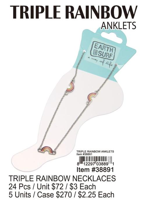 Triple Rainbow Anklets - 24 Pieces Unit