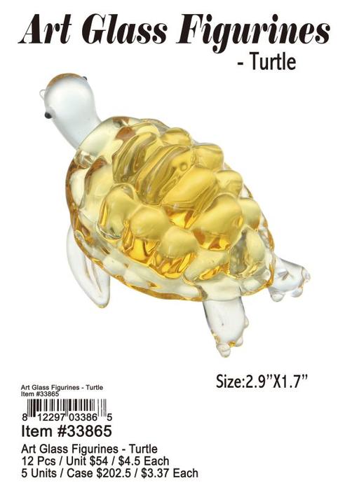 Art Glass Figurines-Turtle - 12 Pieces Unit