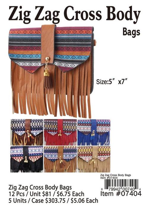 Zig Zig Cross Body Bags - 12 Pieces Unit