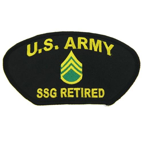 US Army Staff Sergeant E-6 (SSG) Retired Black Patch - FLB1943 (5 1/4 inch)