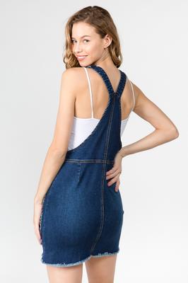 DISTRESSED FRONT ZIPPER DENIM DRESS