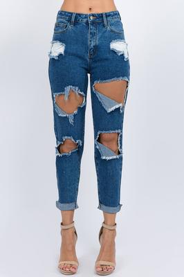 HIGH WAIST DISTRESSED BOYFRIEND JEAN