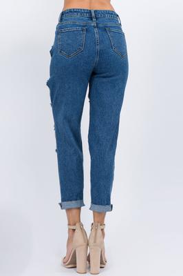 HIGH WAIST DISTRESSED BOYFRIEND JEAN
