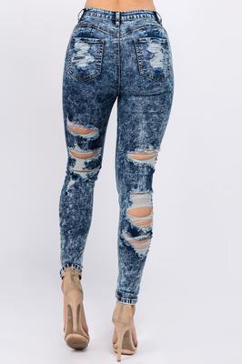 HIGH WAIST ACID WASHED DENIM JEANSHIGH WAIST ACID WASHED DENIM JEANS