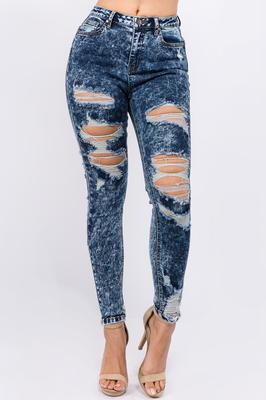 HIGH WAIST ACID WASHED DENIM JEANSHIGH WAIST ACID WASHED DENIM JEANS