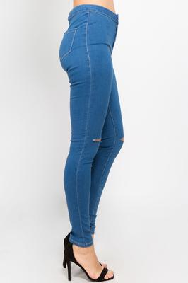 HIGH RISE KNEE SLIT SKINNY PANTS