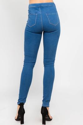 HIGH RISE KNEE SLIT SKINNY PANTS