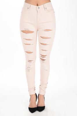 HIGH RISE DESTROYED SKINNY PANTS