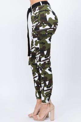HIGH WAIST CAMO JOGGERS WITH BELT