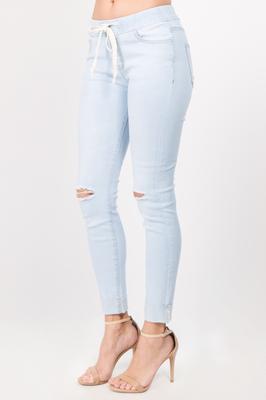 KNEE SLIT FOLD ANKLE DENIM JOGGER