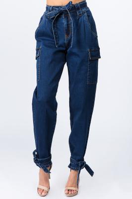DENIM JOGGER WITH ANKLE TIE