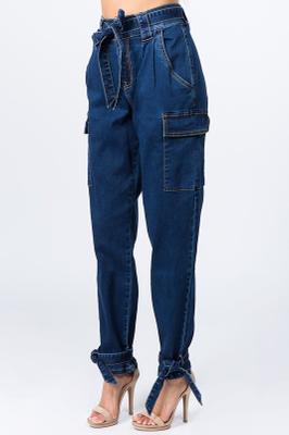 DENIM JOGGER WITH ANKLE TIE