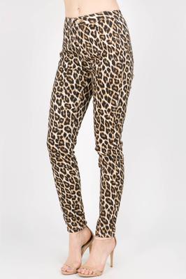 PLUS SIZE LEOPARD PRINT SKINNY PANTS