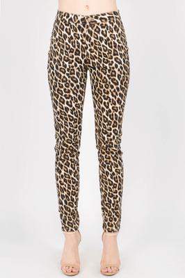 PLUS SIZE LEOPARD PRINT SKINNY PANTS